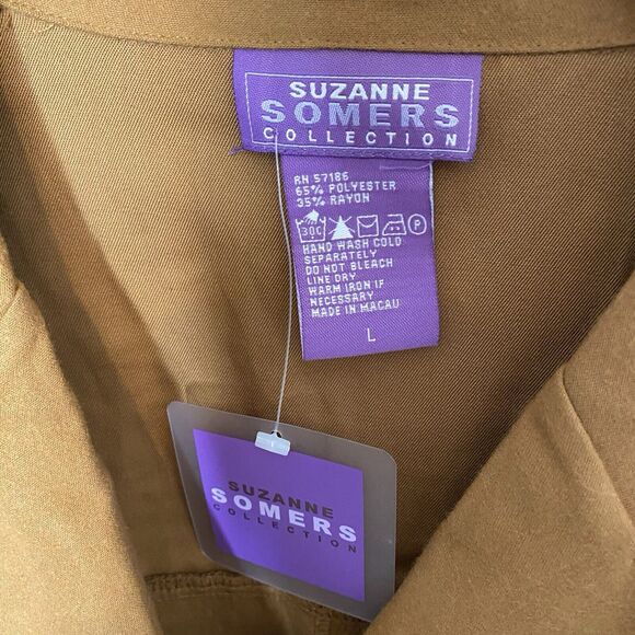 Suzanne Somers Camel Color‎ Snap Up Jacket Western V-neck Fringe Women’s Large - Picture 4 of 13